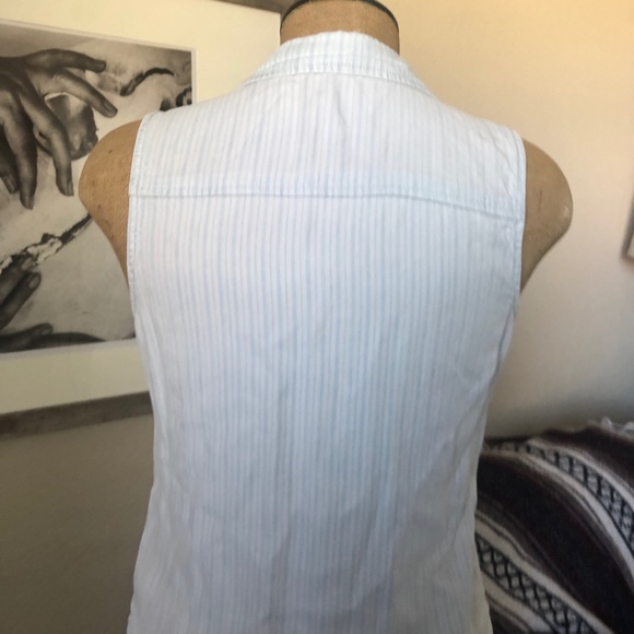 Maurices Blue and White Striped Sleeveless Button Down - Picture 2 of 6